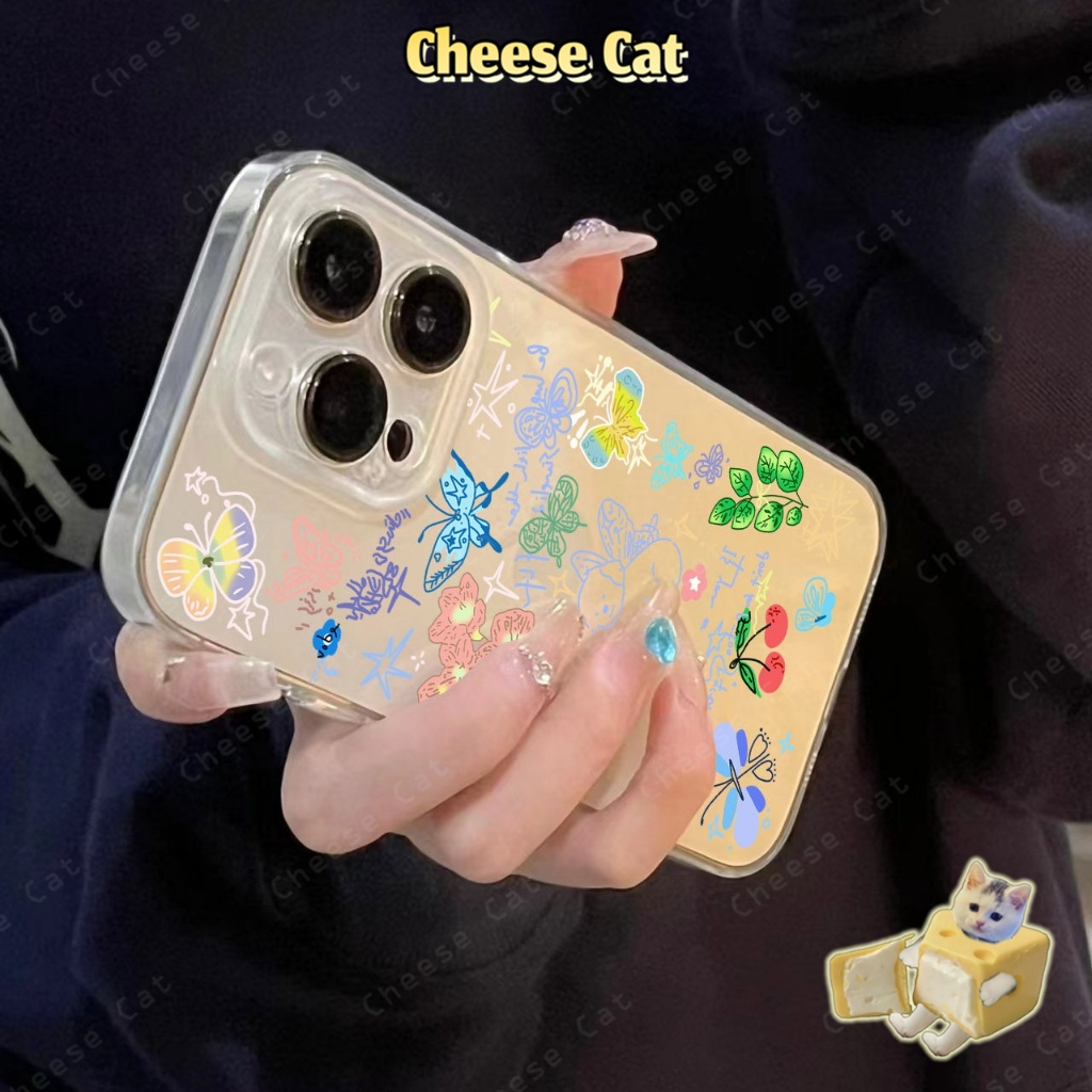Ốp lưng hình bướm nhiều màu sắc cho iPhone 13 12 11 14 15 16 17 Pro Max Xs XR 7 8 Plus SE bảo vệ ống kính