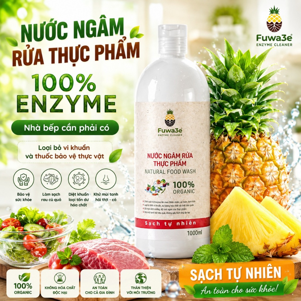 Nước Ngâm Rau Củ Quả Fuwa3e 3.8L Sinh Học Enzyme Lên Men Tự Nhiên Từ Vỏ Dứa An Toàn Cho Cả Gia Đình