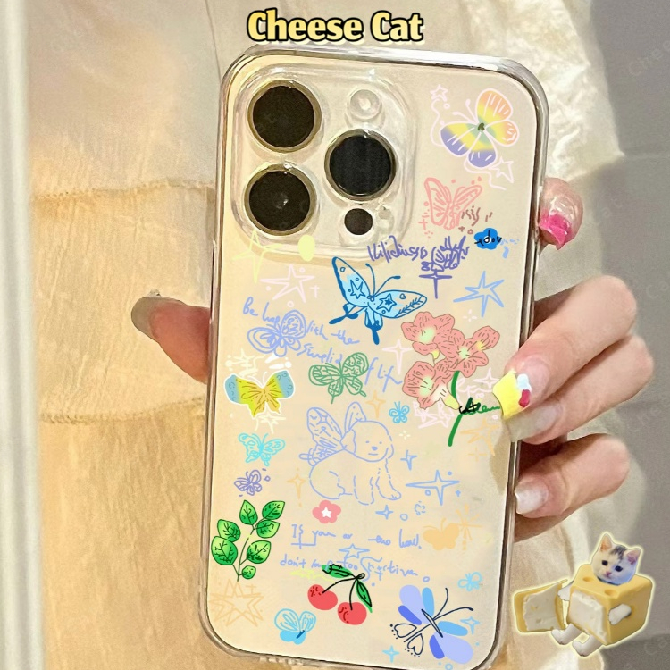Ốp lưng hình bướm nhiều màu sắc cho iPhone 13 12 11 14 15 16 17 Pro Max Xs XR 7 8 Plus SE bảo vệ ống kính