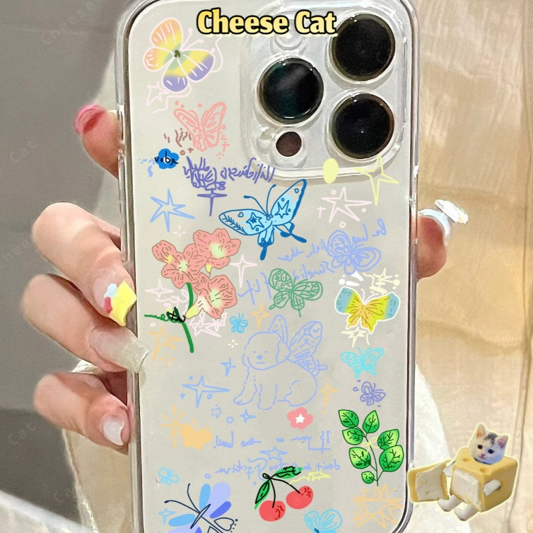 Ốp lưng hình bướm nhiều màu sắc cho iPhone 13 12 11 14 15 16 17 Pro Max Xs XR 7 8 Plus SE bảo vệ ống kính