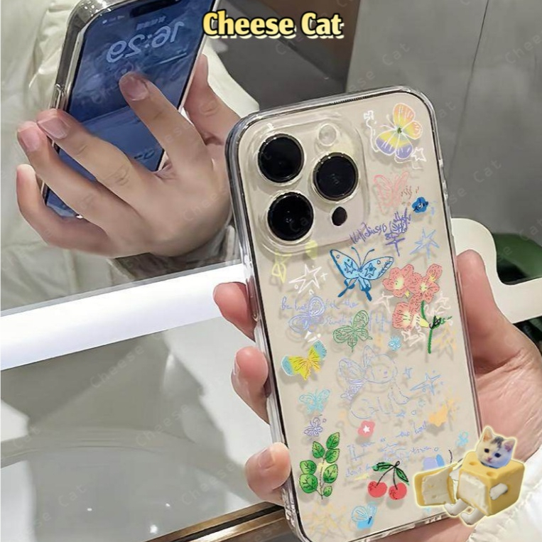 Ốp lưng hình bướm nhiều màu sắc cho iPhone 13 12 11 14 15 16 17 Pro Max Xs XR 7 8 Plus SE bảo vệ ống kính