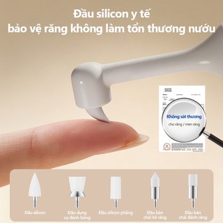 kawu Máy làm sạch răng bằng sóng siêu âm sạc lại được đầu silicon y tế máy cạo vôi răng tại nhà