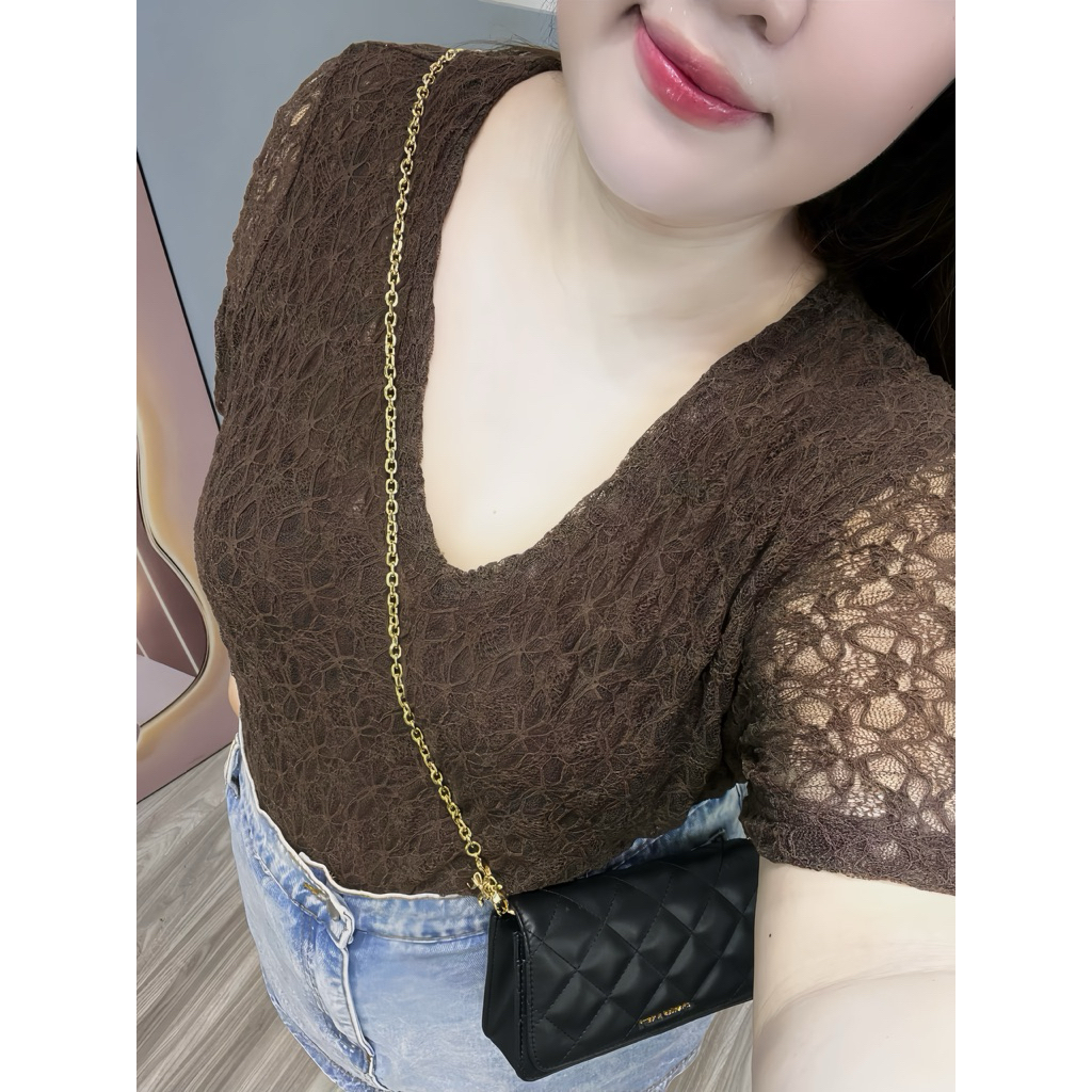(Múp Bigsize) Áo ren cổ tim tay ngắn bigsize 65-115kg