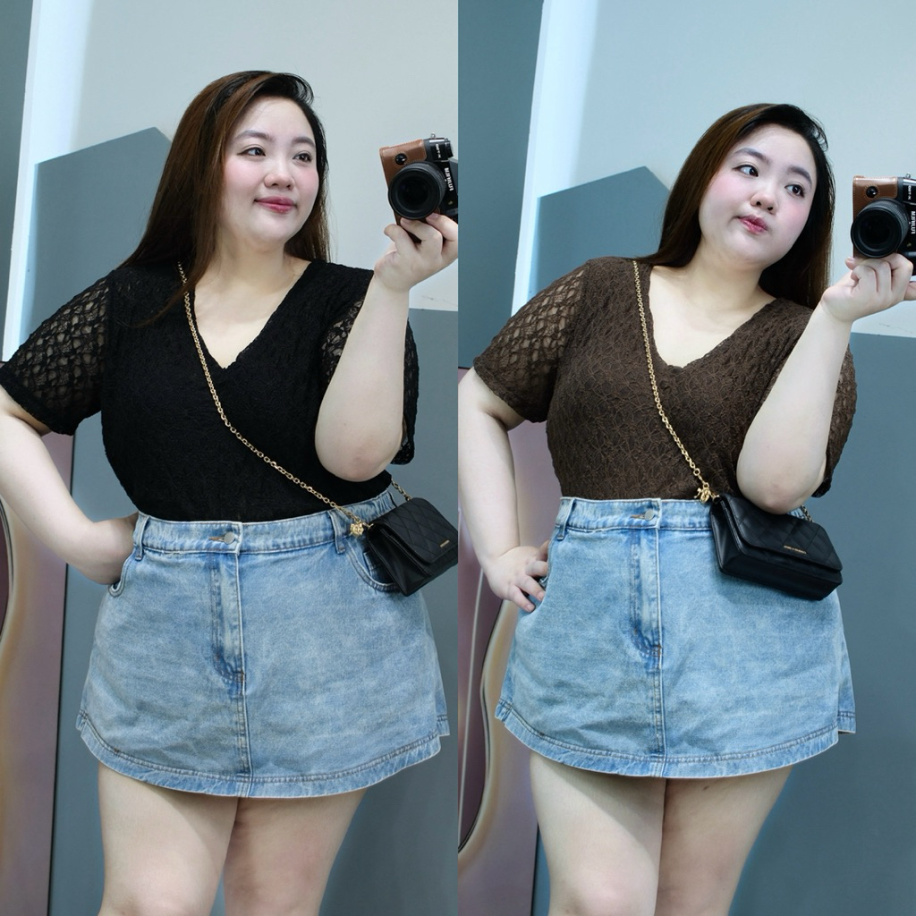 (Múp Bigsize) Áo ren cổ tim tay ngắn bigsize 65-115kg