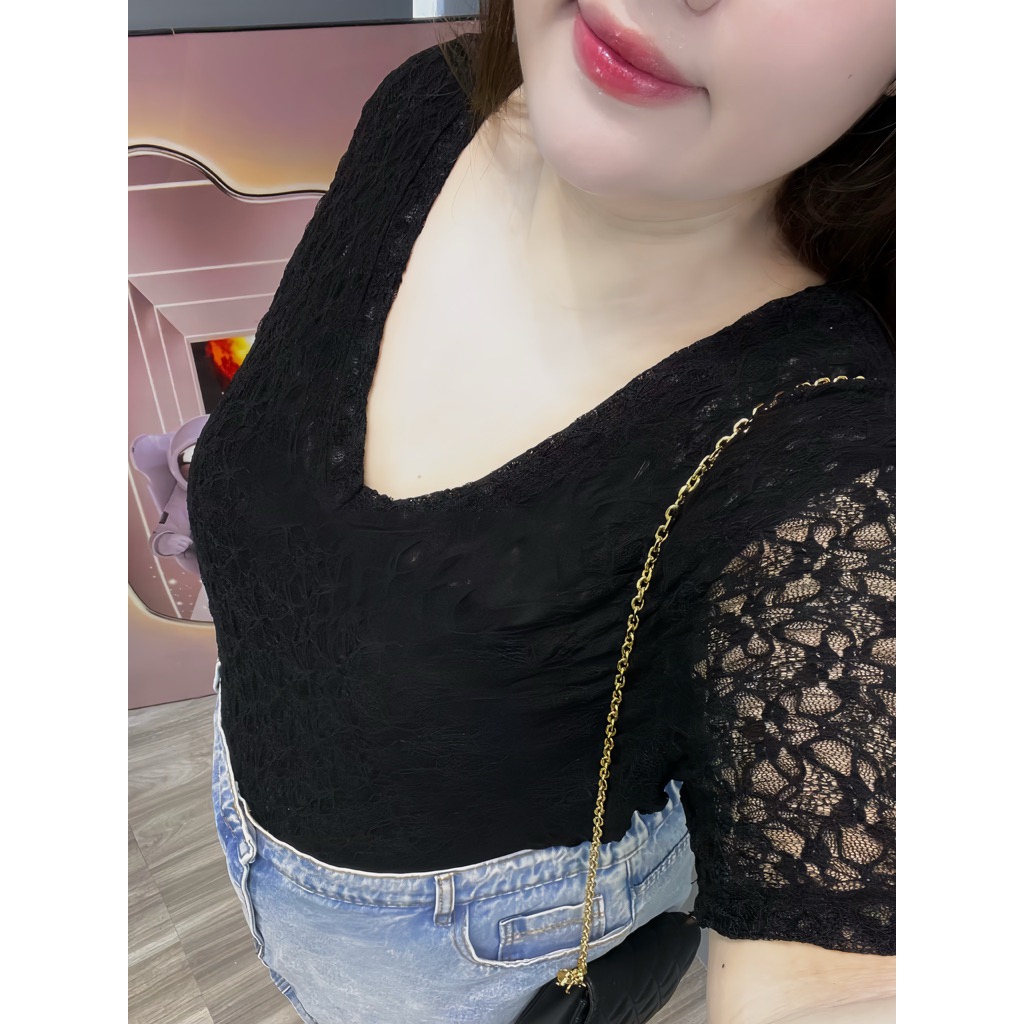 (Múp Bigsize) Áo ren cổ tim tay ngắn bigsize 65-115kg