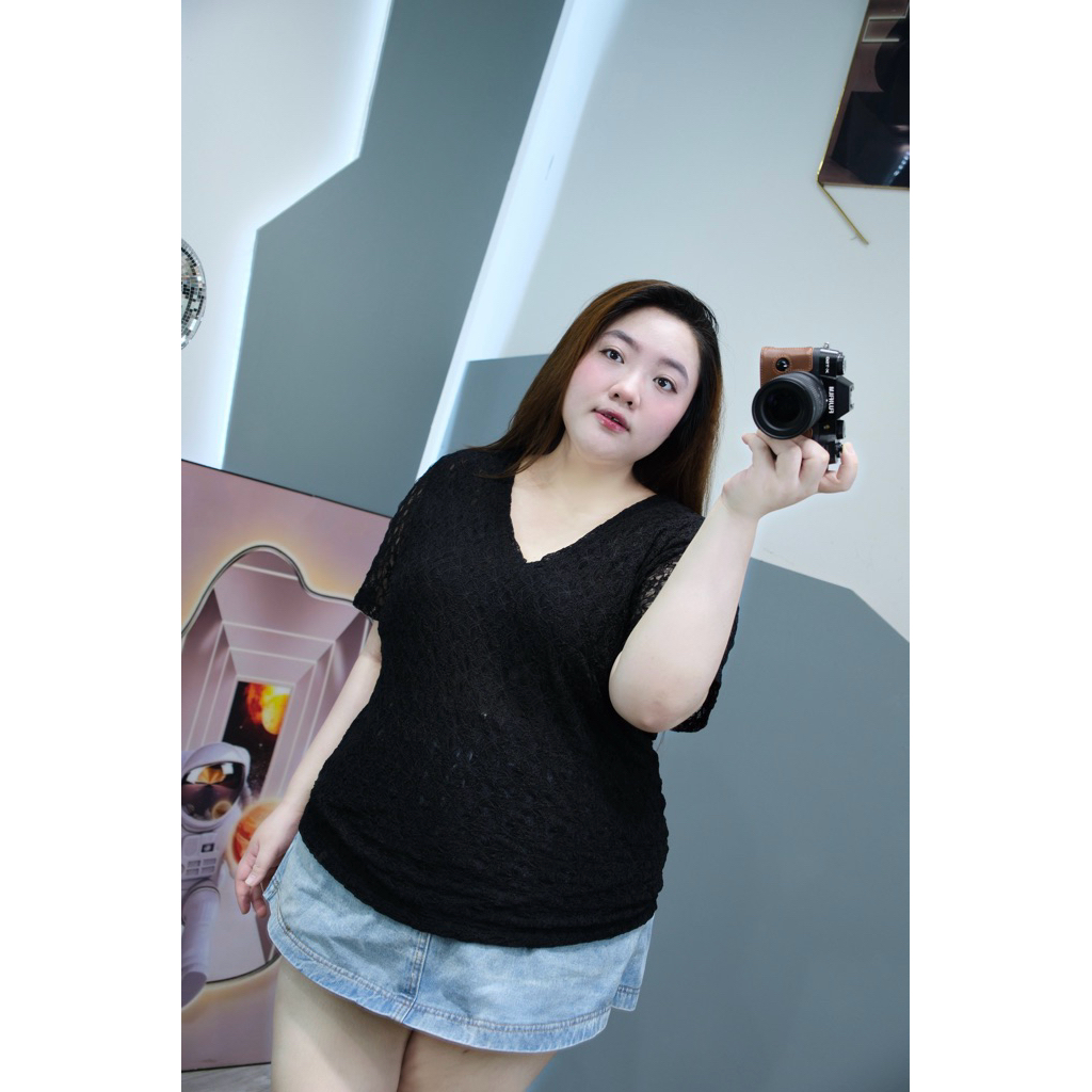 (Múp Bigsize) Áo ren cổ tim tay ngắn bigsize 65-115kg
