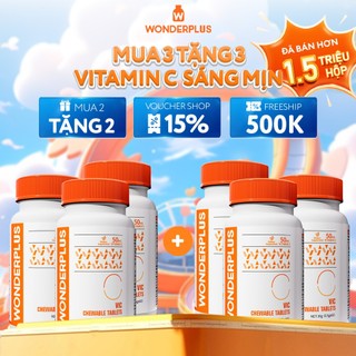 [Mua 3 Tặng 3] Viên Nhai Bổ Sung Vitamin C Wonderplus Hương Cam Giúp Làn Da Rạng Rỡ Tăng Cường Đề Kháng Hộp 60 Viên