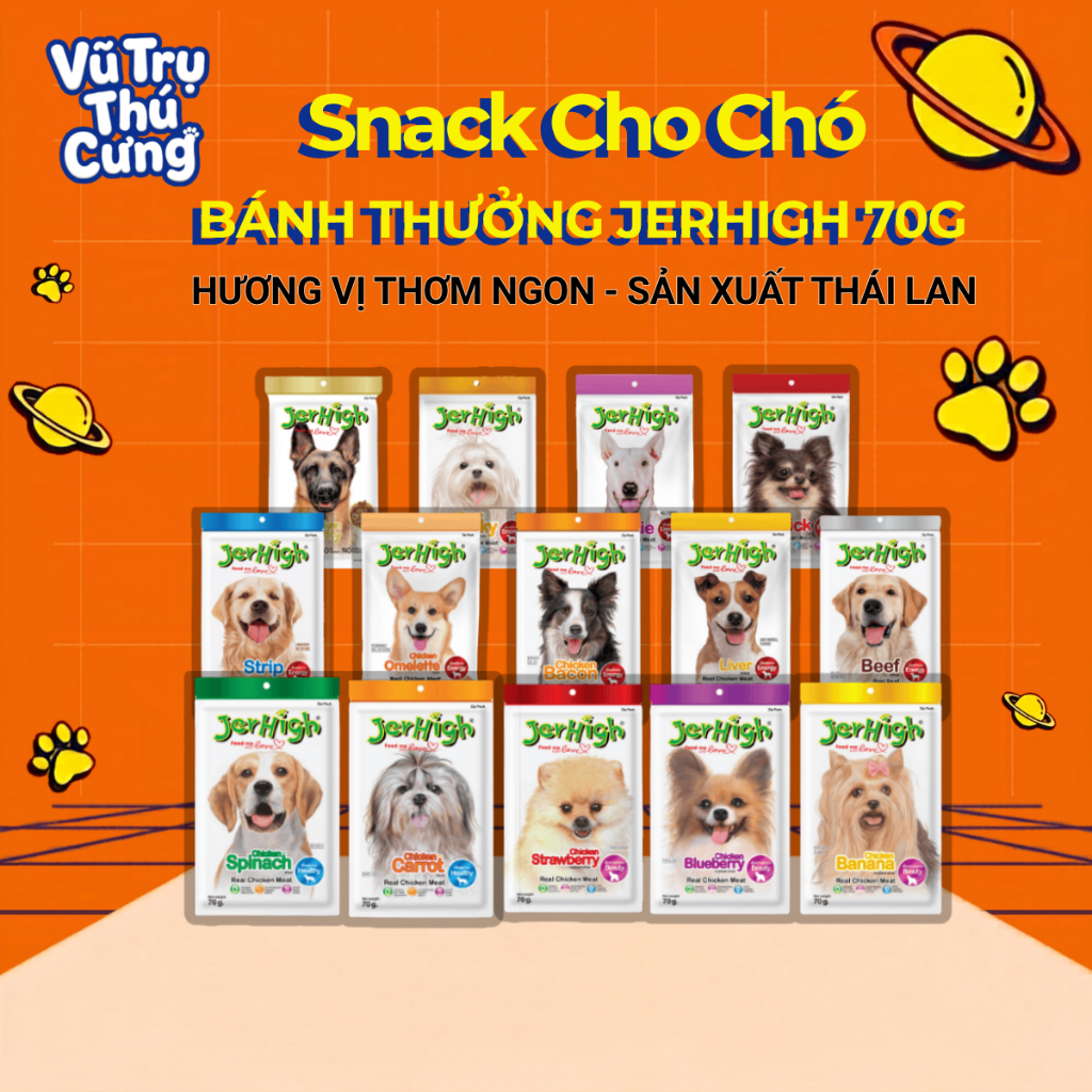 Snack Cho Chó Bánh Thưởng Jerhigh Đa Dạng Hương Vị Gói 70g