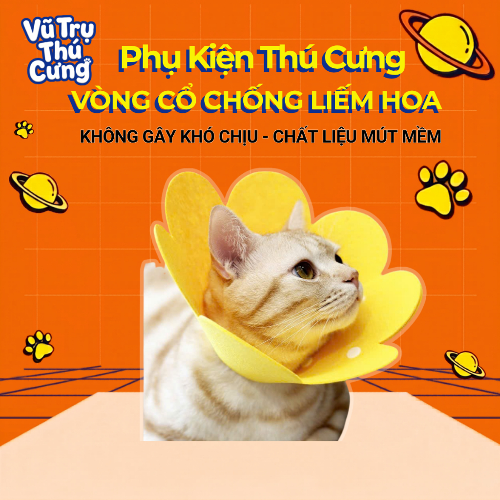 Vòng cổ chống liếm cho chó mèo, hình bông hoa dễ thương