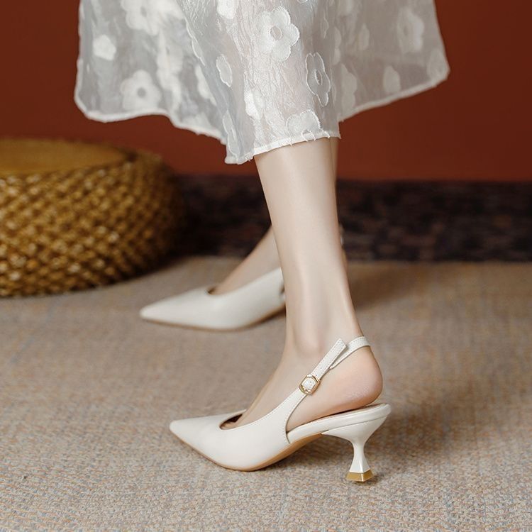 [PY] Dép nữ Giày cao gót 5 phân mũi nhọn slingback thiết kế đơn giản dễ mang
