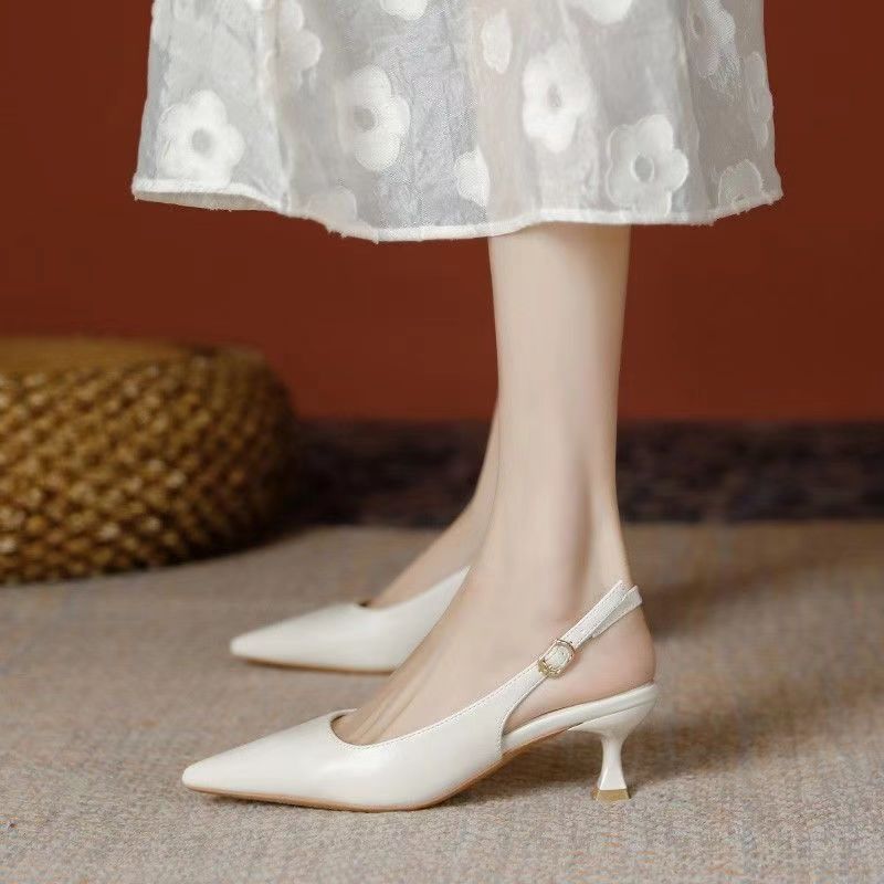 [PY] Dép nữ Giày cao gót 5 phân mũi nhọn slingback thiết kế đơn giản dễ mang