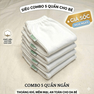 [COMBO 5 cái] Quần đùi ngắn chất cotton MỎNG MÁT cho bé (sơ sinh -15kg)