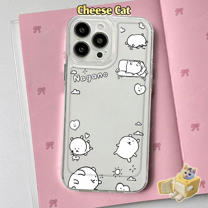 Cho Nagano Ốp lưng hình gấu trắng cho iPhone 13 12 11 14 15 16 17 Pro Max Xs XR 7 8 Plus SE bảo vệ ống kính