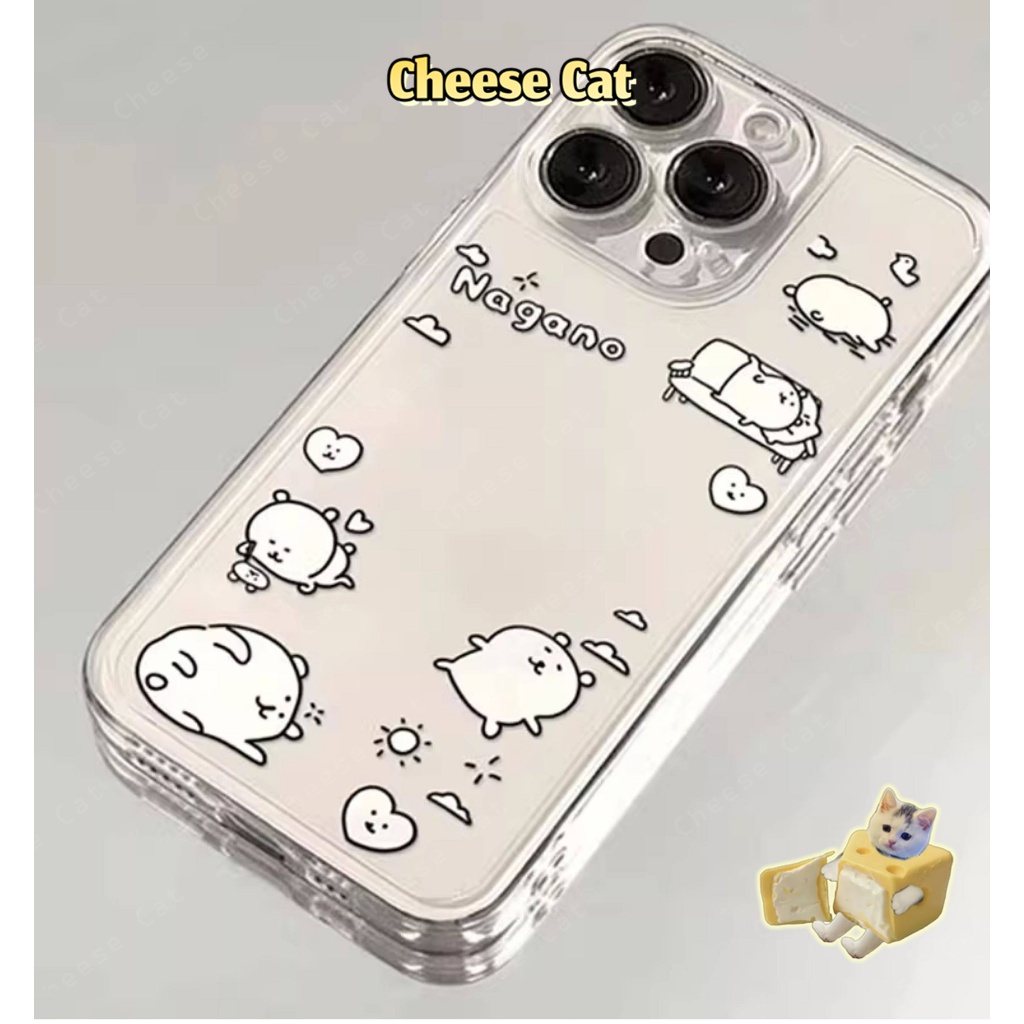 Cho Nagano Ốp lưng hình gấu trắng cho iPhone 13 12 11 14 15 16 17 Pro Max Xs XR 7 8 Plus SE bảo vệ ống kính