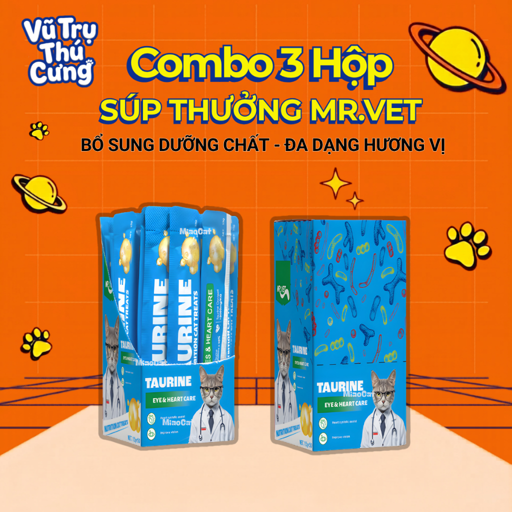 [COMBO 3 HỘP] 150 Thanh Súp Thưởng Cho Mèo Mượt Lông, Hỗ Trợ Tiêu Hóa Mr.Vet