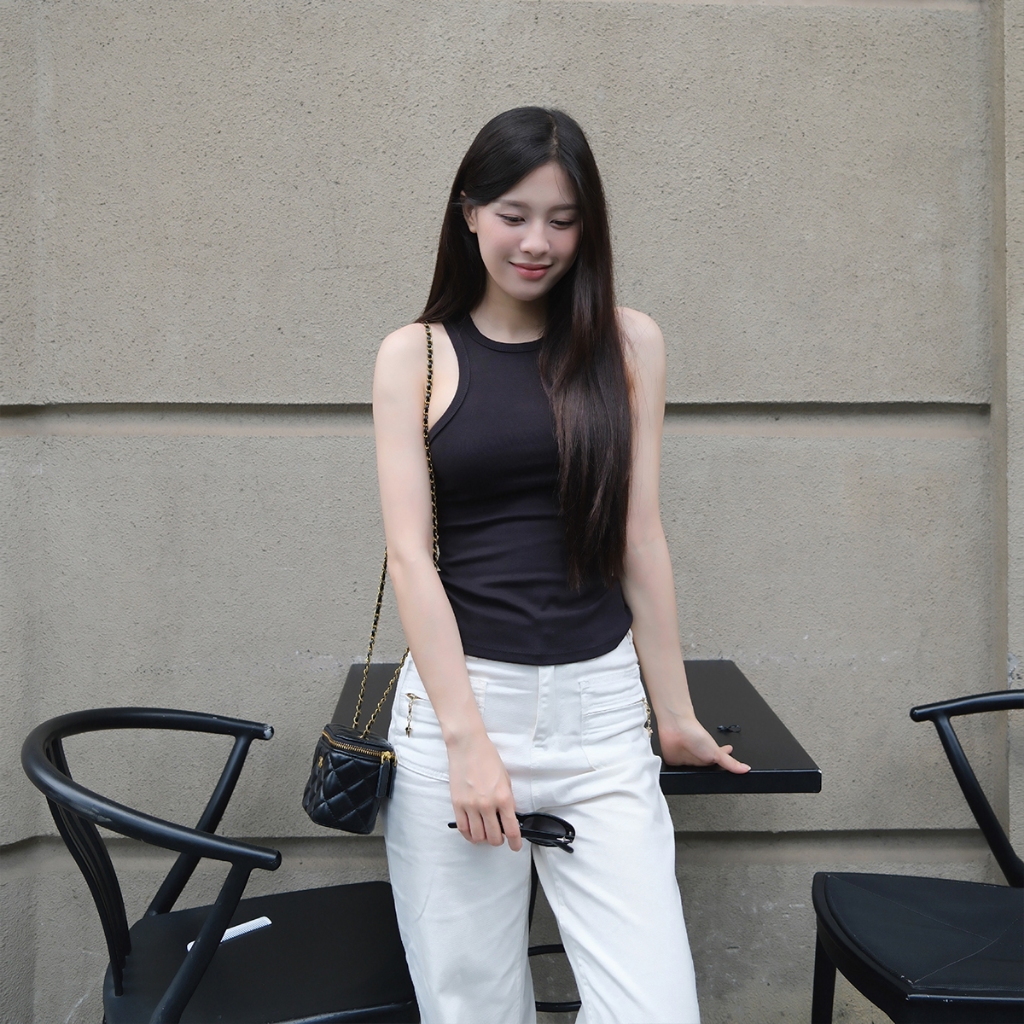 Áo ba lỗ nữ cổ yếm ôm dáng | BASIC BABE