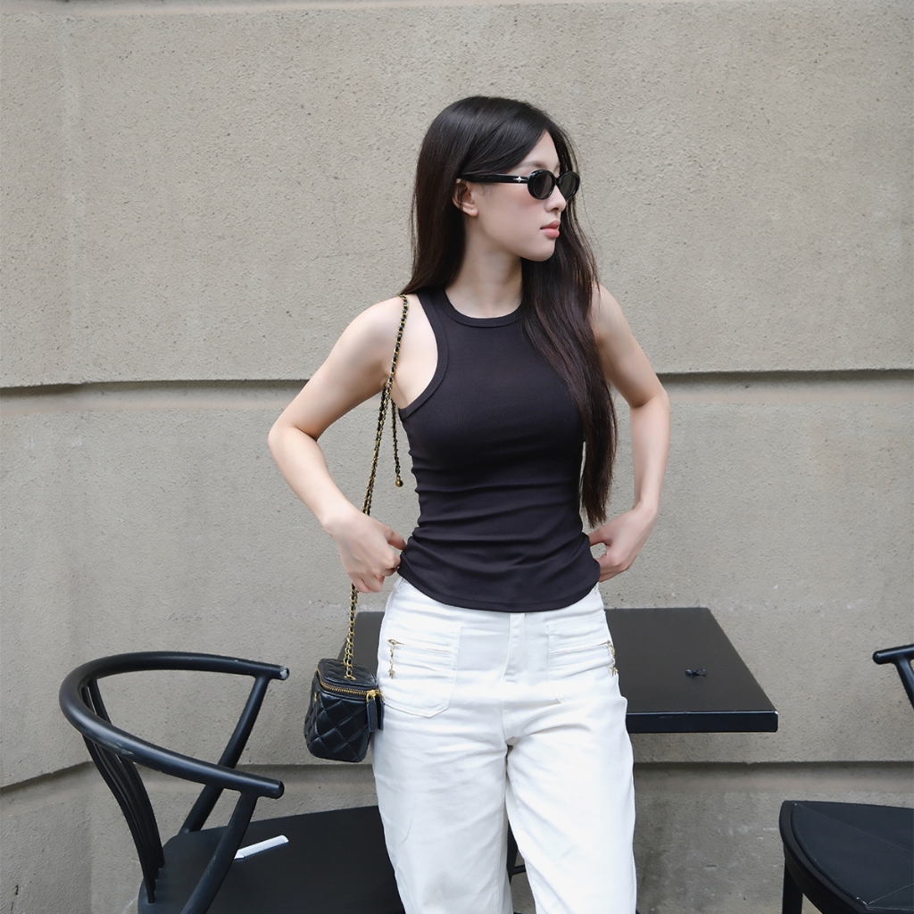 Áo ba lỗ nữ cổ yếm ôm dáng | BASIC BABE