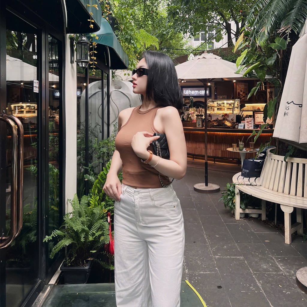 Áo ba lỗ nữ cổ yếm ôm dáng | BASIC BABE
