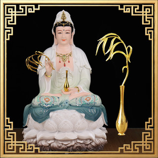 Pháp Khí Tượng Quán Thế Âm，Vật Phẩm Phong Thủy Phật Đường , Cành Liễu Đồng Mạ Vàng, Bền Đẹp, Phù Hợp 30-70cm