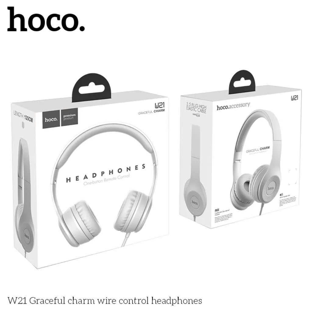 Tai nghe chụp tai có dây Hoco W21, Âm bass tốt, tai nghe học tập, kết nối mượt mà, hàng chính hãng, bảo hành 6 tháng