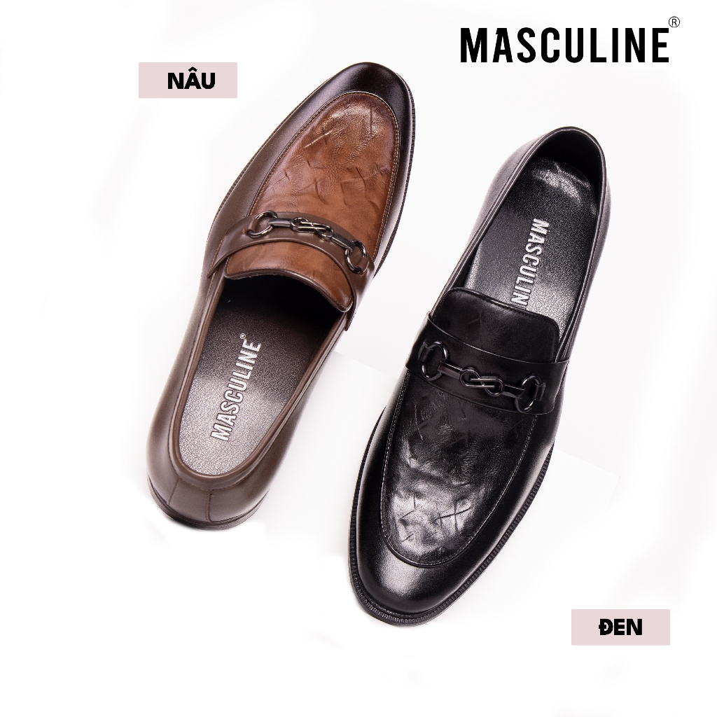 Giày Tây Loafer Nam MASCULINE MCS600 Da Bò Mềm Mại Kiểu Dáng Công Sở Sang Trọng Đế Cao 3CM