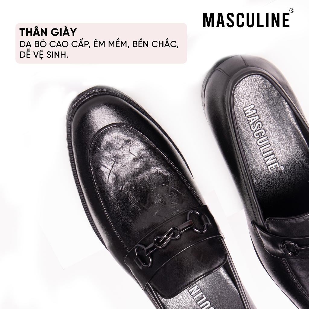 Giày Tây Loafer Nam MASCULINE MCS600 Da Bò Mềm Mại Kiểu Dáng Công Sở Sang Trọng Đế Cao 3CM