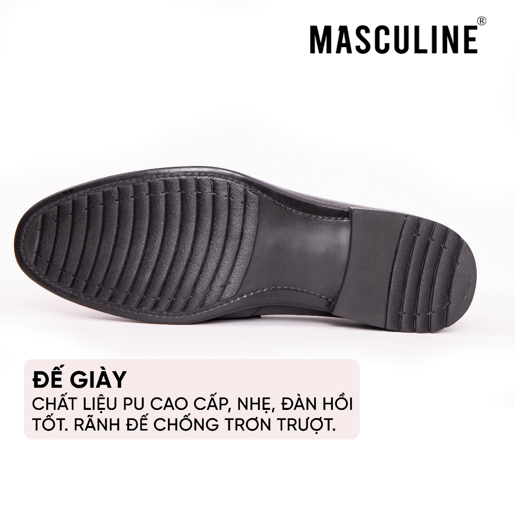 Giày Tây Loafer Nam MASCULINE MCS600 Da Bò Mềm Mại Kiểu Dáng Công Sở Sang Trọng Đế Cao 3CM