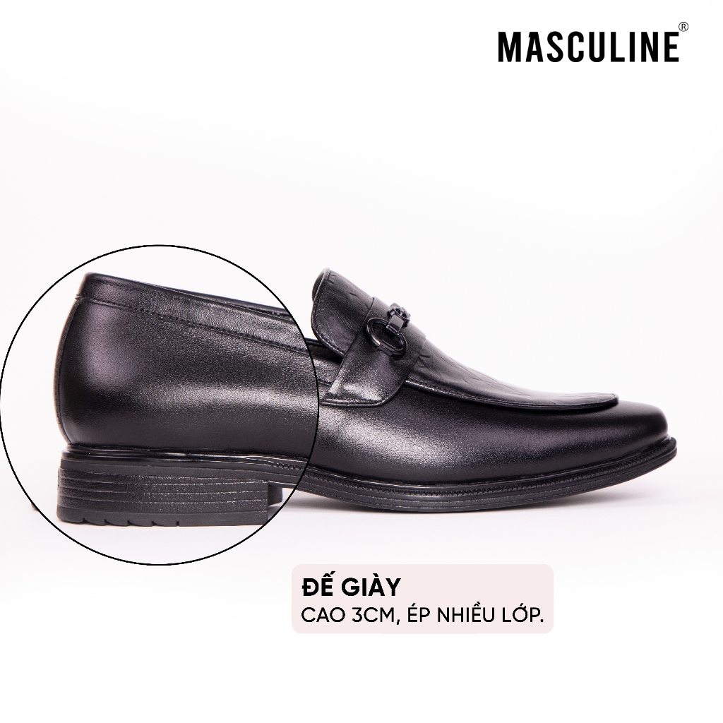 Giày Tây Loafer Nam MASCULINE MCS600 Da Bò Mềm Mại Kiểu Dáng Công Sở Sang Trọng Đế Cao 3CM