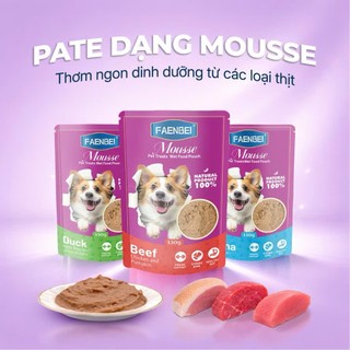 Pate cho chó Faenbei, Pate dạng Mousse sánh mịn, Ngon miệng, Dinh dưỡng cao, Cho mọi độ tuổi, 130g