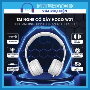 Tai nghe chụp tai có dây Hoco W21, Âm bass tốt, tai nghe học tập, kết nối mượt mà, hàng chính hãng, bảo hành 6 tháng