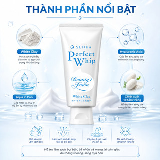 Sữa Rửa Mặt Senka Perfect Giúp Trắng Sáng Da, Cho Da Sạch Thoáng 120G