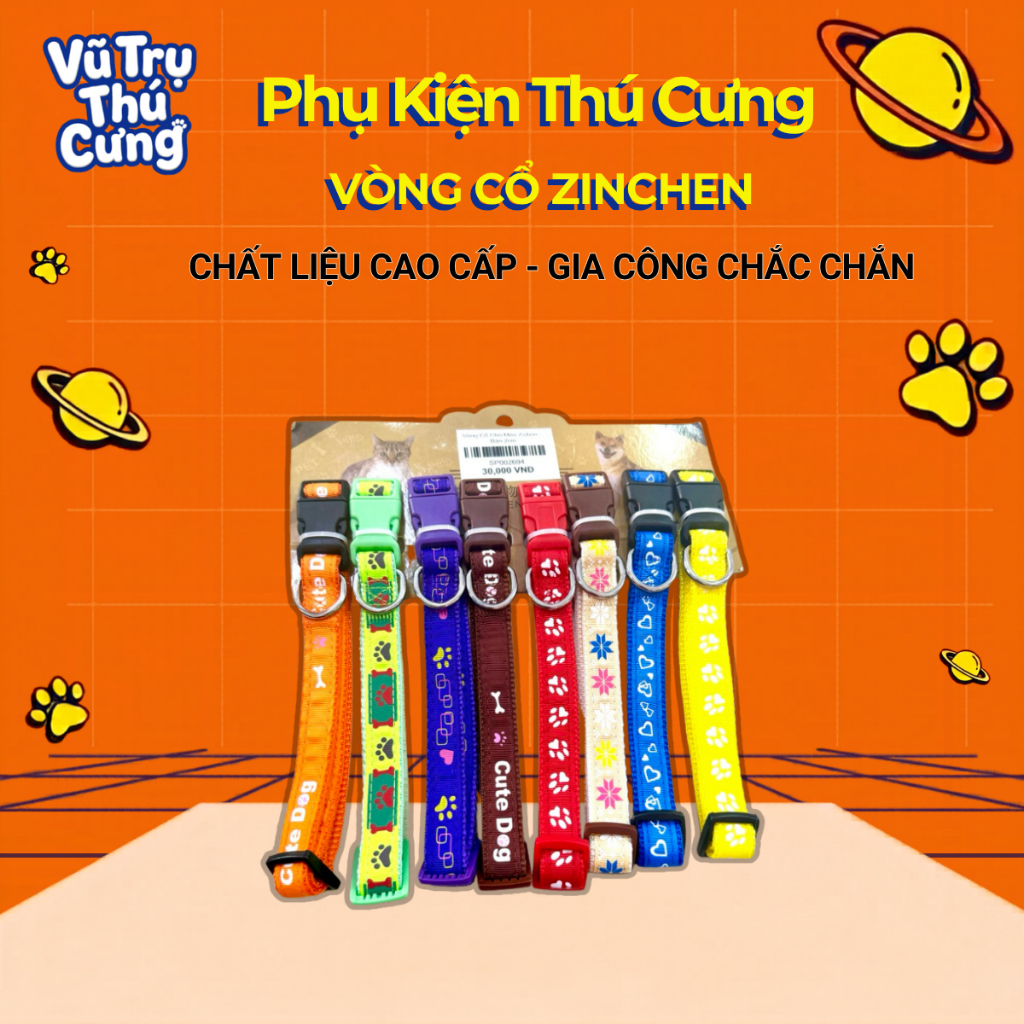 Vòng Cổ Cho Thú Cưng Hoạ Tiết Dễ Thương Zichen