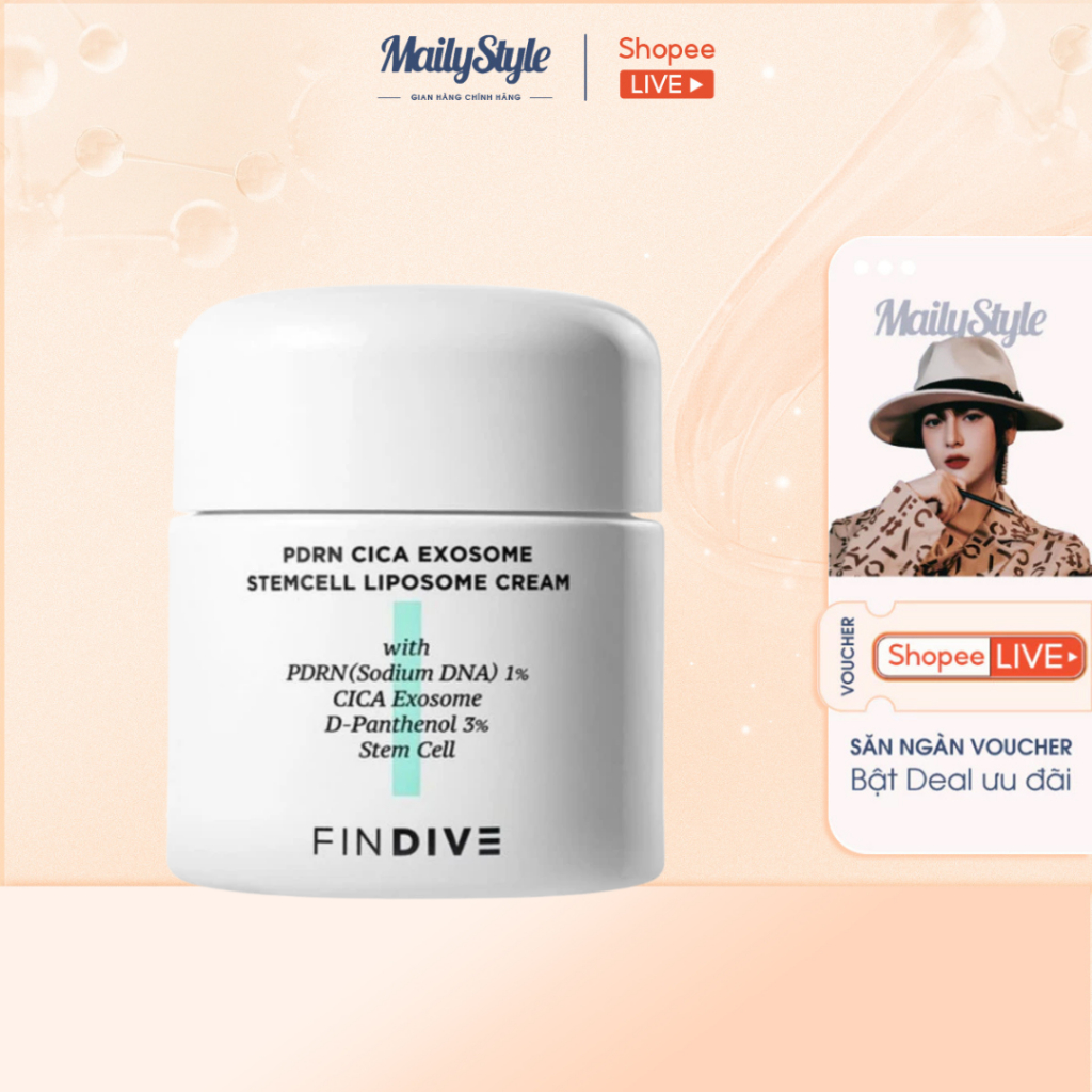 H64_ Kem dưỡng Findive PDRN cica exosome stemcell liposome cream 50ml