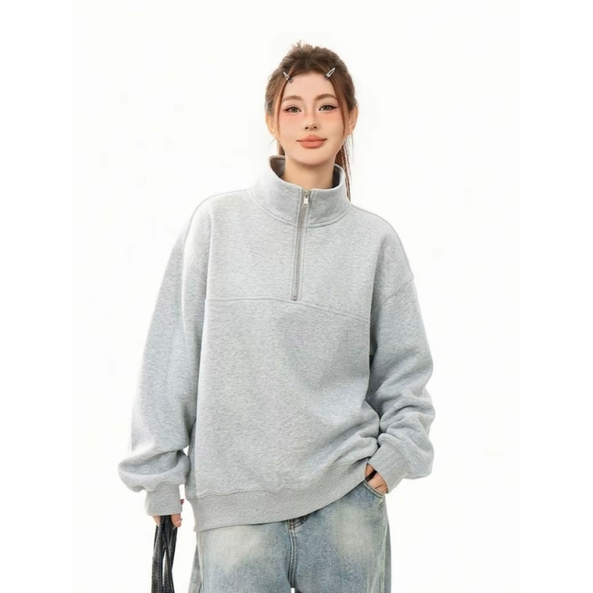 Áo khoác Sweatshit cổ cao thời trang nam nữ unisex từ vải cotton thiết kế tối giản phù hợp mặc hằng ngày.