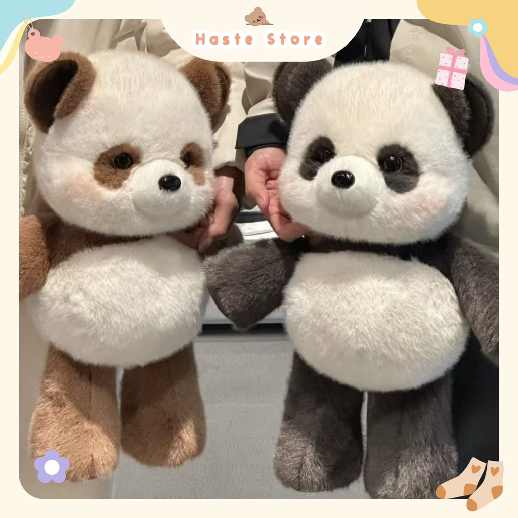 Gấu Thú Bông Gấu Trúc Nâu Qizai Thất Tử Panda Chạy Bộ Quà Tặng Độc Đáo Lông Xù Siêu Mềm Mịn Siêu Dễ Thương