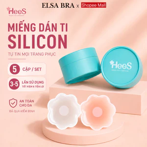 Hộp 5 Cặp Miếng Dán Ngực Silicon Trong Suốt Che Nhũ Hoa Siêu Mỏng Tái Sử Dụng Nhiều Lần ELSA BRA H999