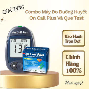 ComBo Máy Đo Đường Huyết On Call Plus Và Que Test, Máy Test Tiểu Đường Tại Nhà, Bảo Hành Trọn Đời