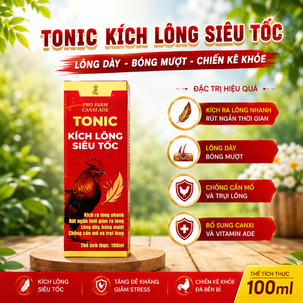 Siêu ra lông dùng cho gà thay lông, bóng lông, chống căn lông, thay lông chuyền Tonic (chai 100ml)