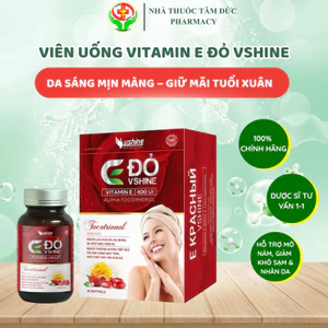Vitamin E Đỏ VShine - Ngăn Ngừa Lão Hóa, Giảm Nám & Làm Đẹp Da (Lọ 30 Viên)
