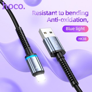 Cáp sạc nhanh báo đèn Hoco HK38 3A cổng LaiNing, max 3A, dài 1M