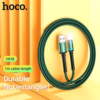 Cáp sạc nhanh báo đèn Hoco HK38 3A cổng LaiNing, max 3A, dài 1M