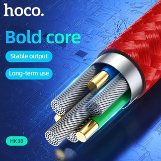 Cáp sạc nhanh báo đèn Hoco HK38 3A cổng LaiNing, max 3A, dài 1M
