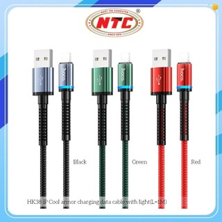 Cáp sạc nhanh báo đèn Hoco HK38 3A cổng LaiNing, max 3A, dài 1M