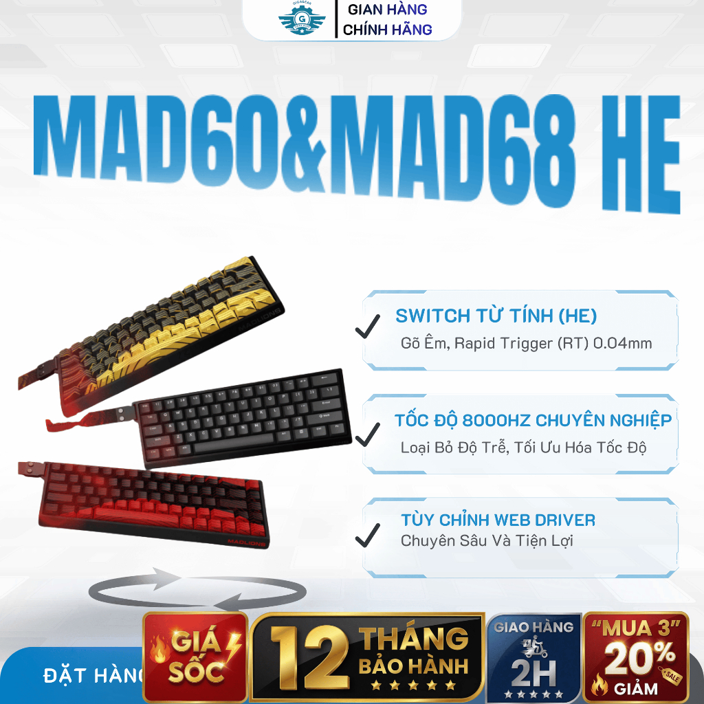 ⚡Bàn Phím Cơ Gaming Mad60 HE/Mad68 HE - Rapid Trigger, Switch Nam Châm, 8KHz, 0.01mm, 128K, S.O.C.D | BigBuy360 - bigbuy360.vn