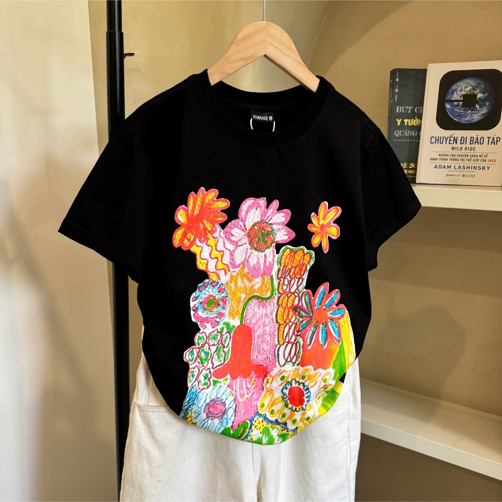 Áo Thun Mirage Đen Hoa Cam Local Brand Chất 100% Cotton Mềm Mịn Thoáng Mát.