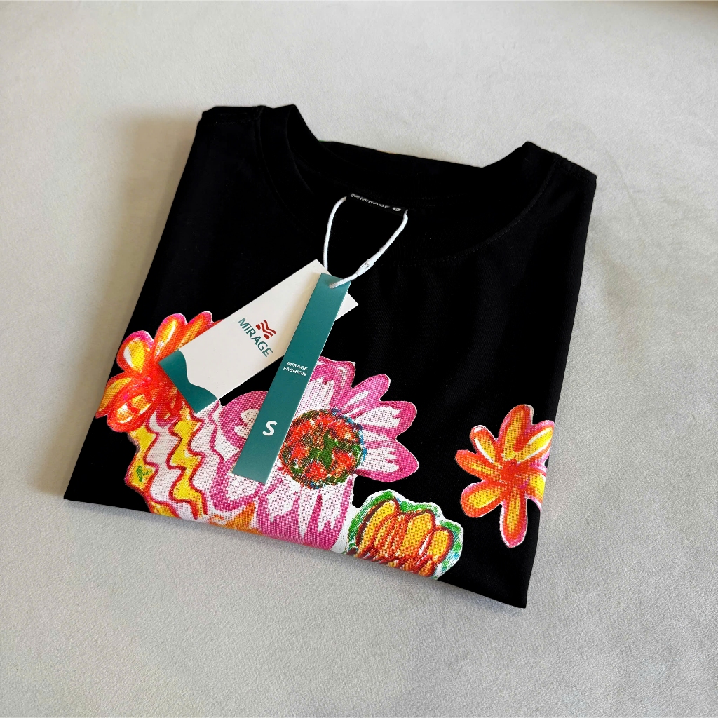 Áo Thun Mirage Đen Hoa Cam Local Brand Chất 100% Cotton Mềm Mịn Thoáng Mát.