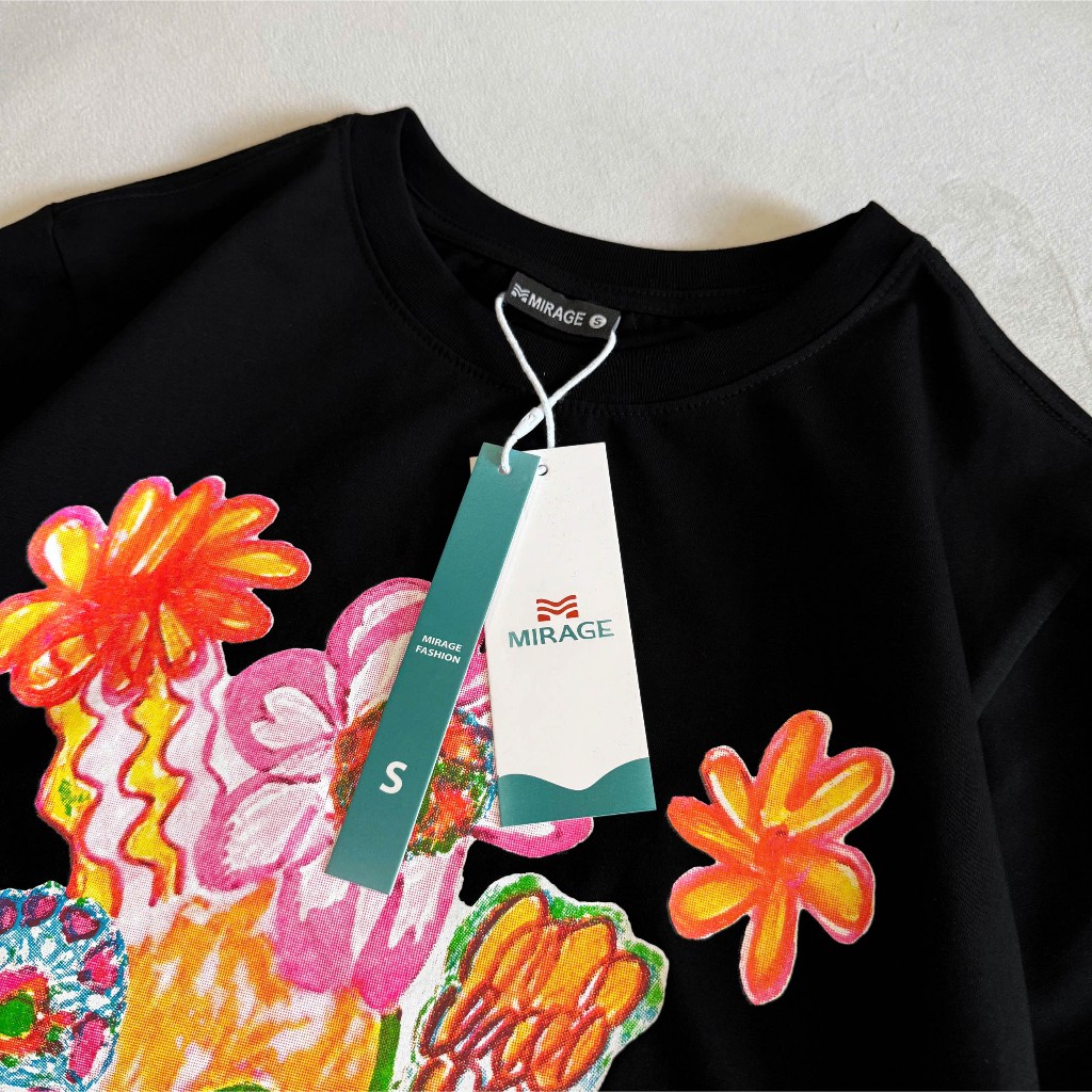 Áo Thun Mirage Đen Hoa Cam Local Brand Chất 100% Cotton Mềm Mịn Thoáng Mát.
