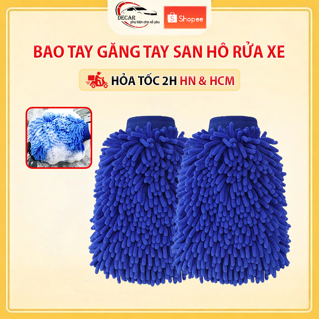 Bao tay rửa xe ô tô, xe máy làm bằng sợi microfiber mềm mịn tạo nhiều bọt , găng tay rửa xe chuyên dụng
