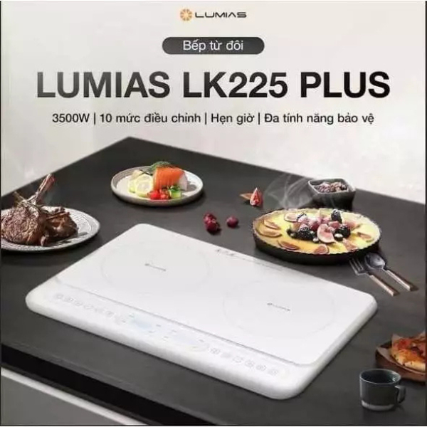 Bếp Từ Đôi Lumias LK225 Plus 3500W Chính Hãng, Mặt Kính Ceramic, Cảm Ứng LED, Bảo Hành 24 Tháng