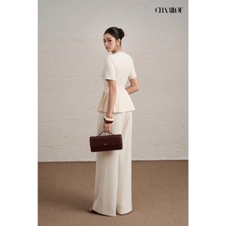 Áo Peplum Nữ Xếp Ly Quần Suông Kem NAMI Thiết Kế Charllot Công Sở Nữ Thanh Lịch Chất Crepe Ít Nhăn